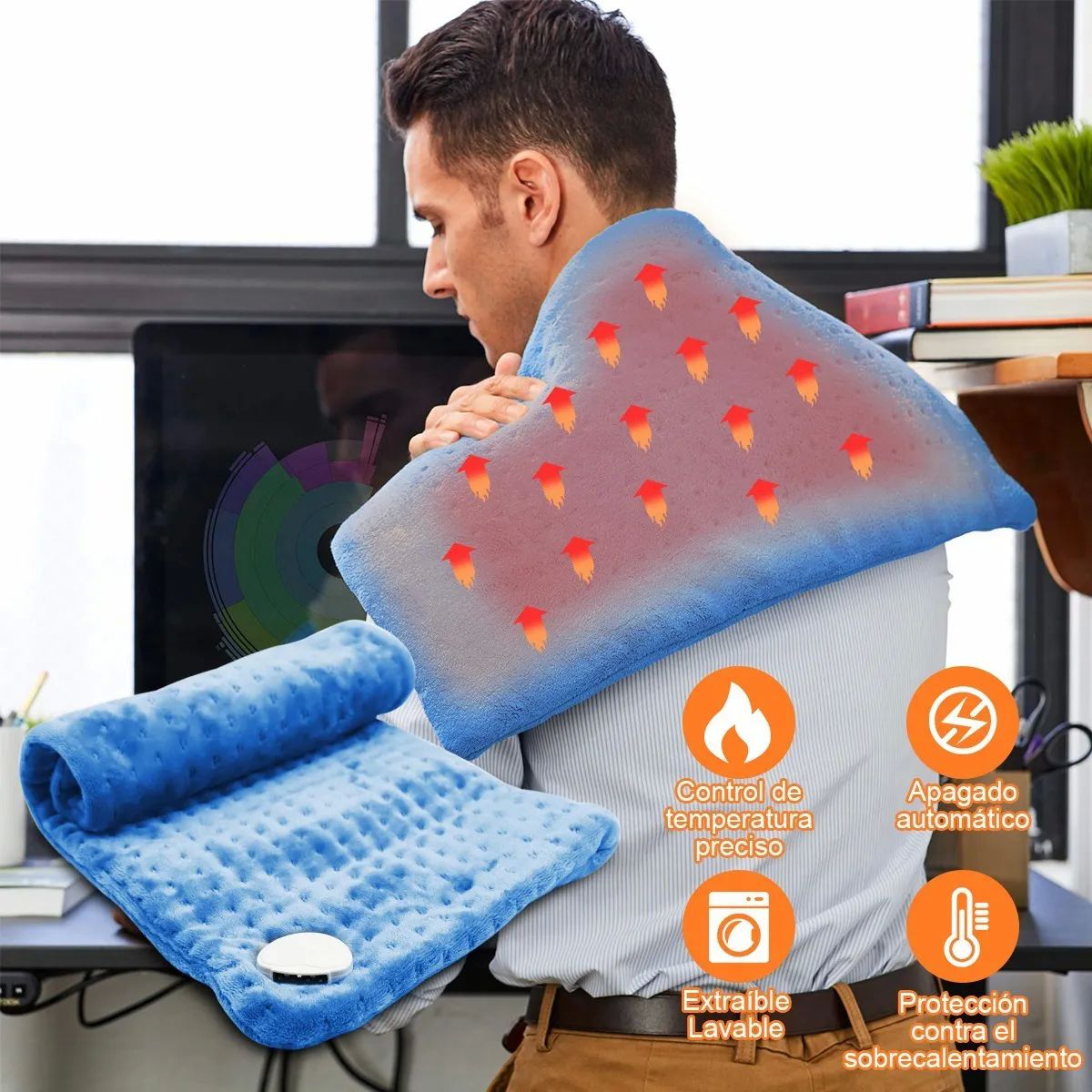 Almohadilla Eléctrica,cojin Electrico Terapia De Calor Azul