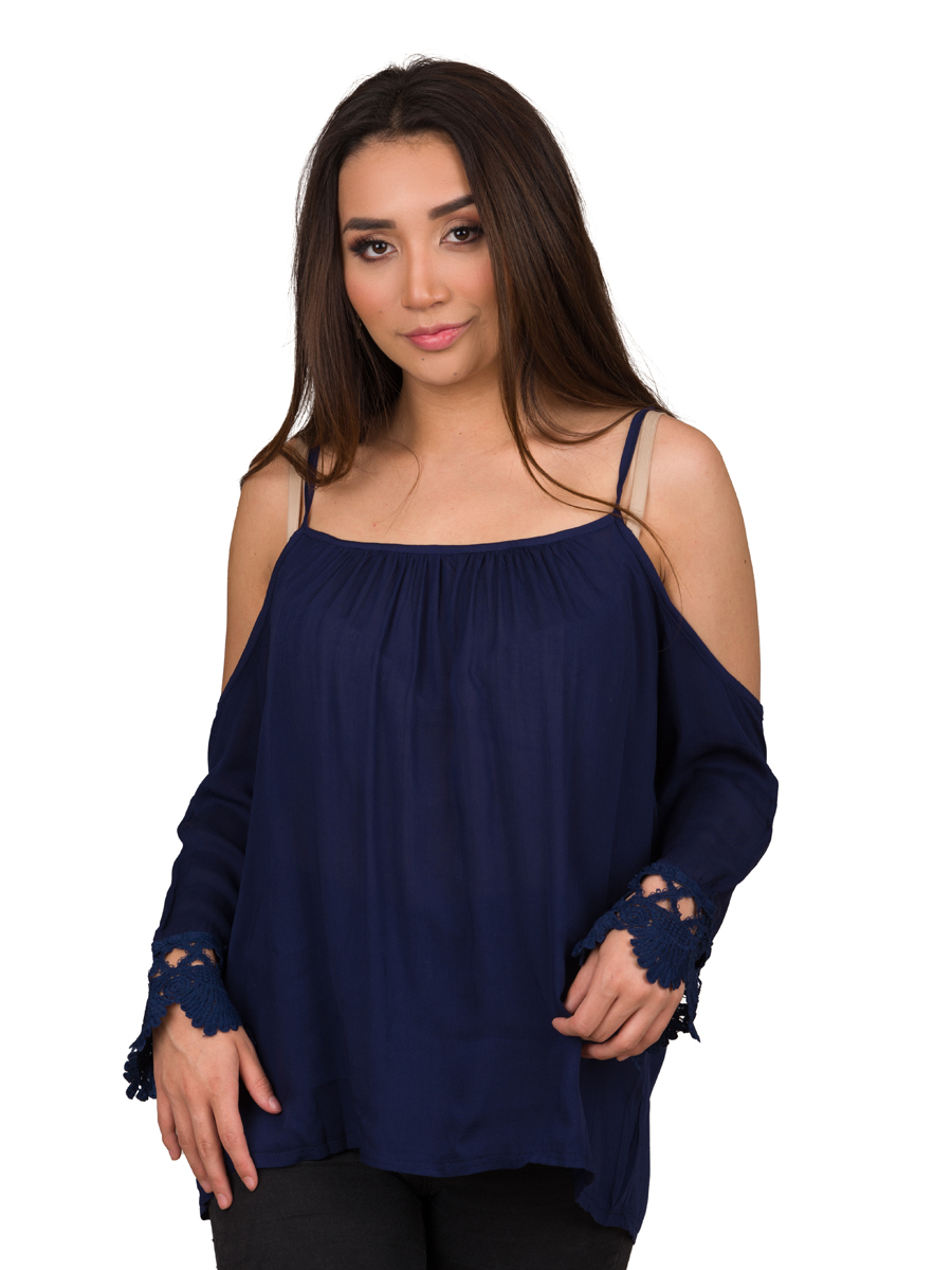 Blusa Tirantes Moda Mujer Encaje Puños M-701