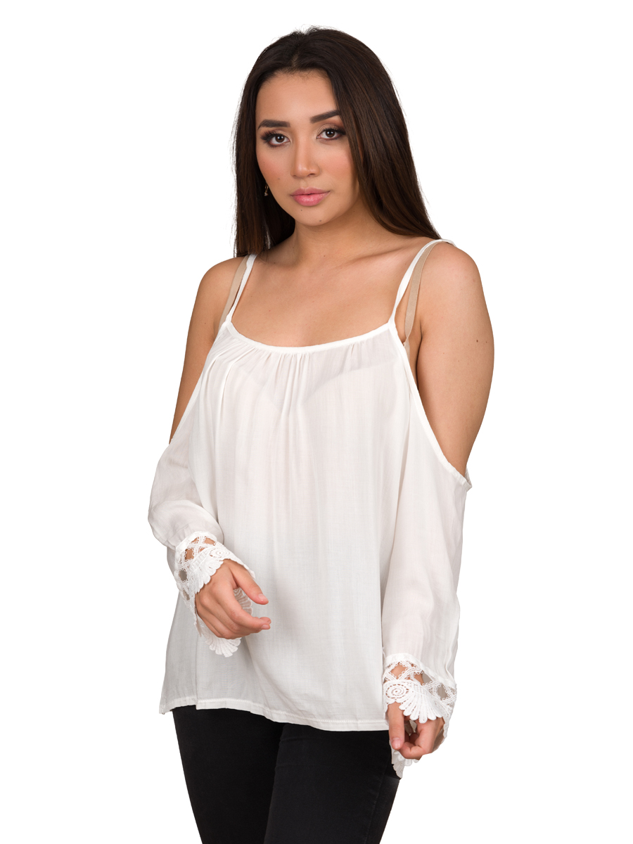 Blusa Tirantes Moda Mujer Encaje Puños M-701