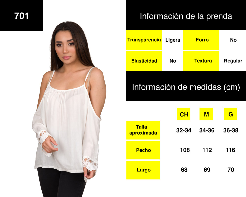 Blusa Tirantes Moda Mujer Encaje Puños M-701