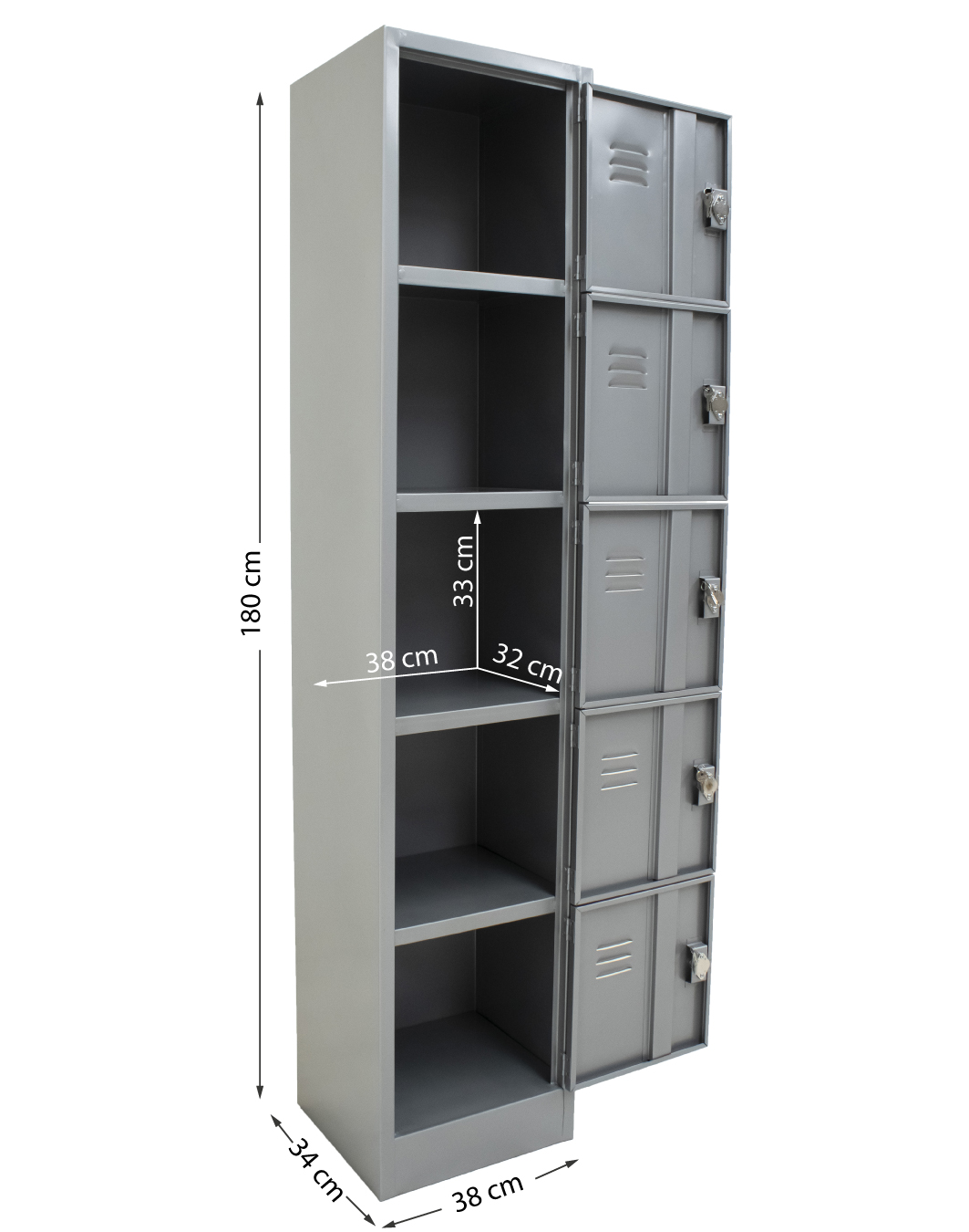 LOCKER DE 5 PUERTAS CON CHAPA