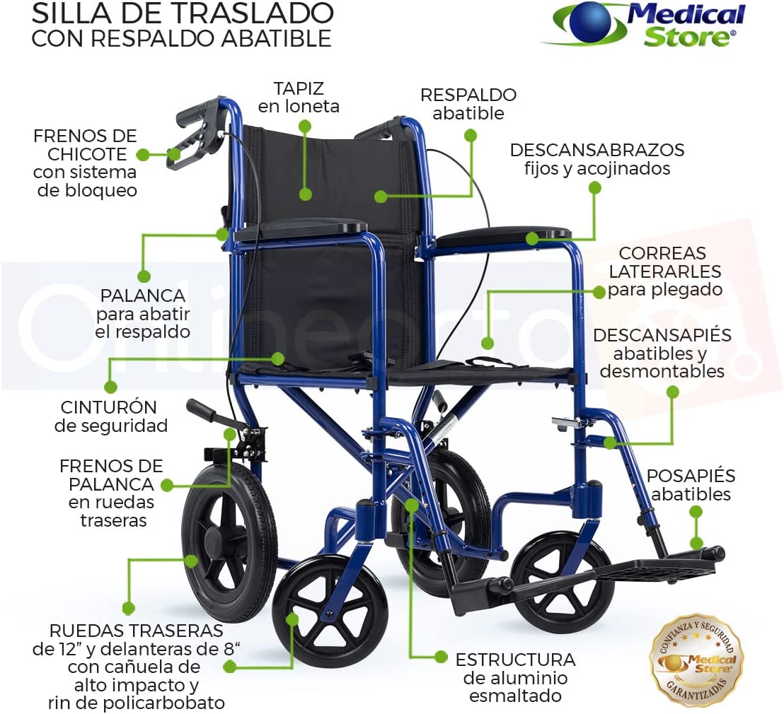 Silla De Ruedas De Traslado Super Ligera Marca Medical Store
