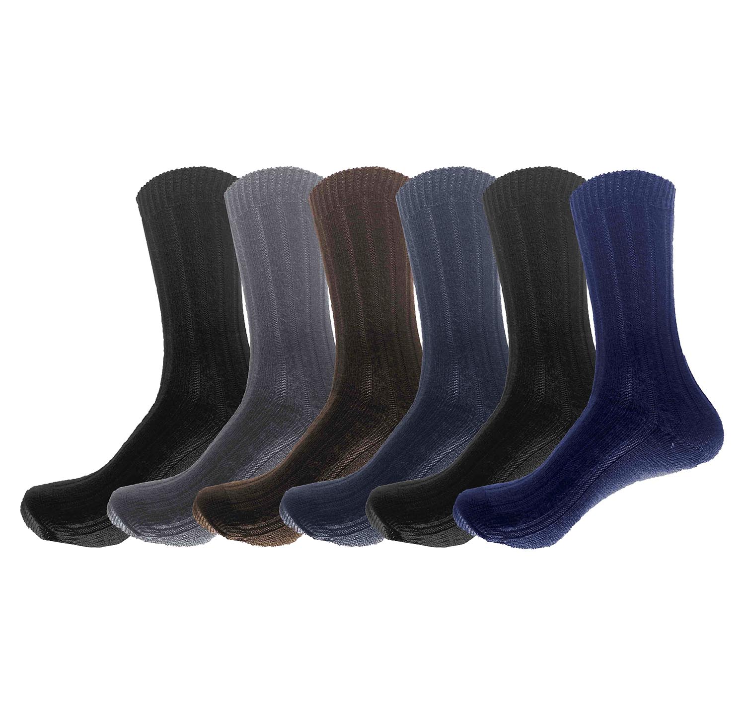 Pack de 6 Pares de Calcetines De Vestir Hombre Gran Galeón, Colores Obscuros Diseño Canales