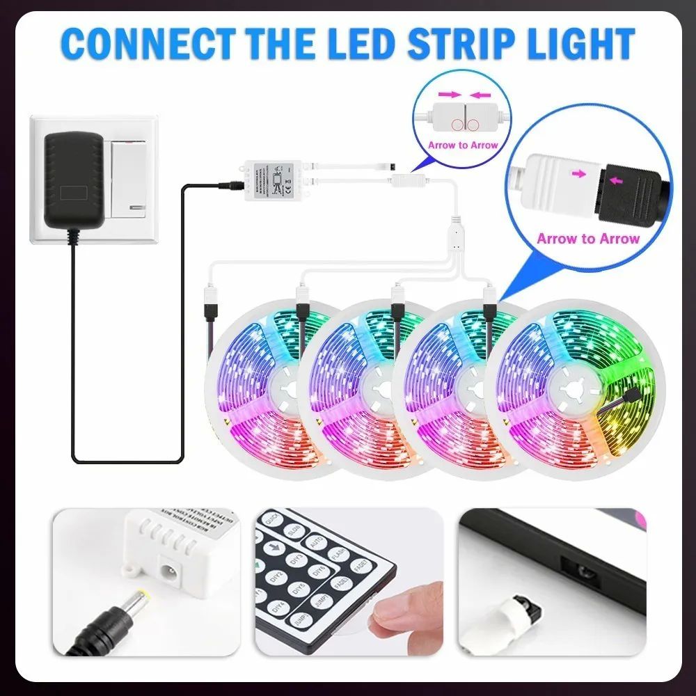 Tira De Luces Led Rgb 20m Kits Con Control De 44 Botones