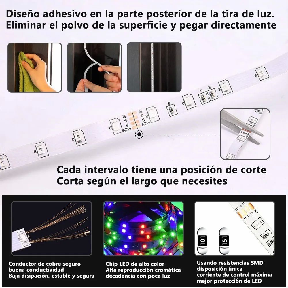 Tira De Luces Led Rgb 20m Kits Con Control De 44 Botones