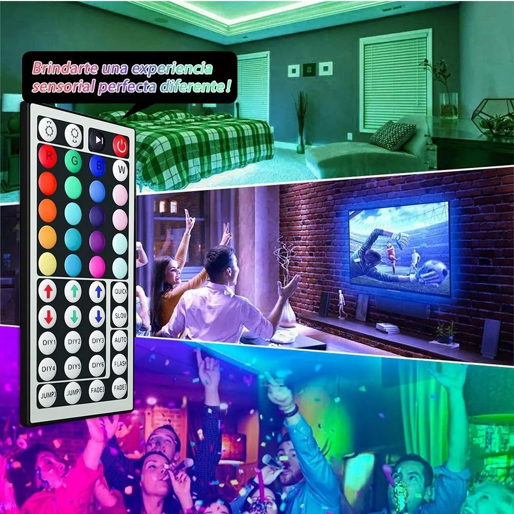 Tira De Luces Led Rgb 20m Kits Con Control De 44 Botones