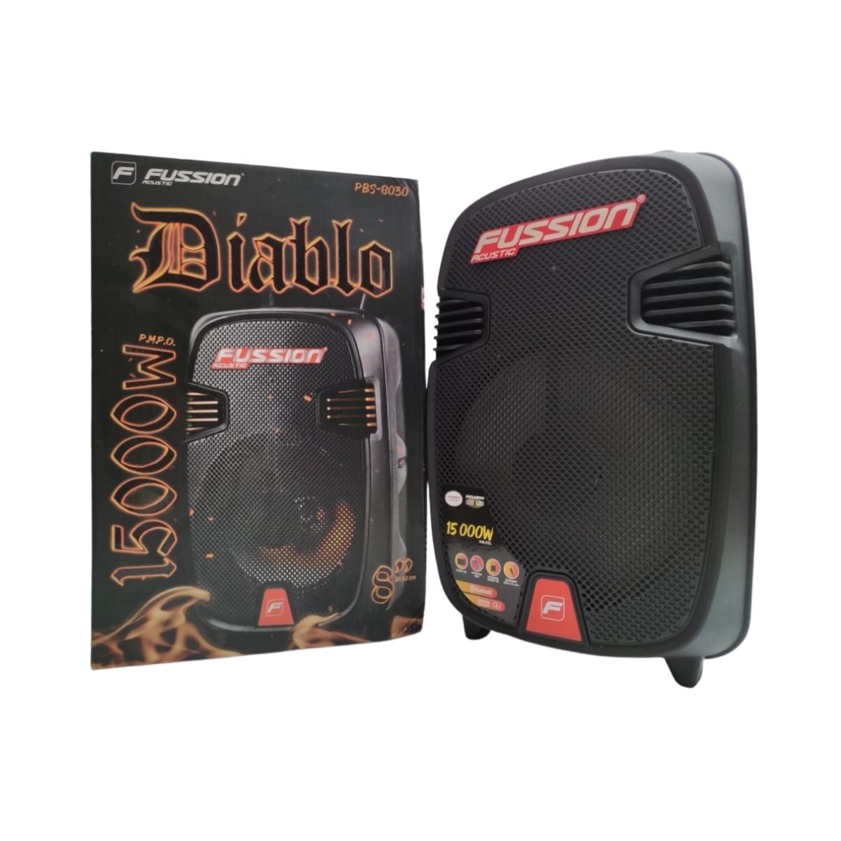 Bafle Amplificado Fussion Acustic Diablo PBS-8030 De 8 Pulgadas - Negro