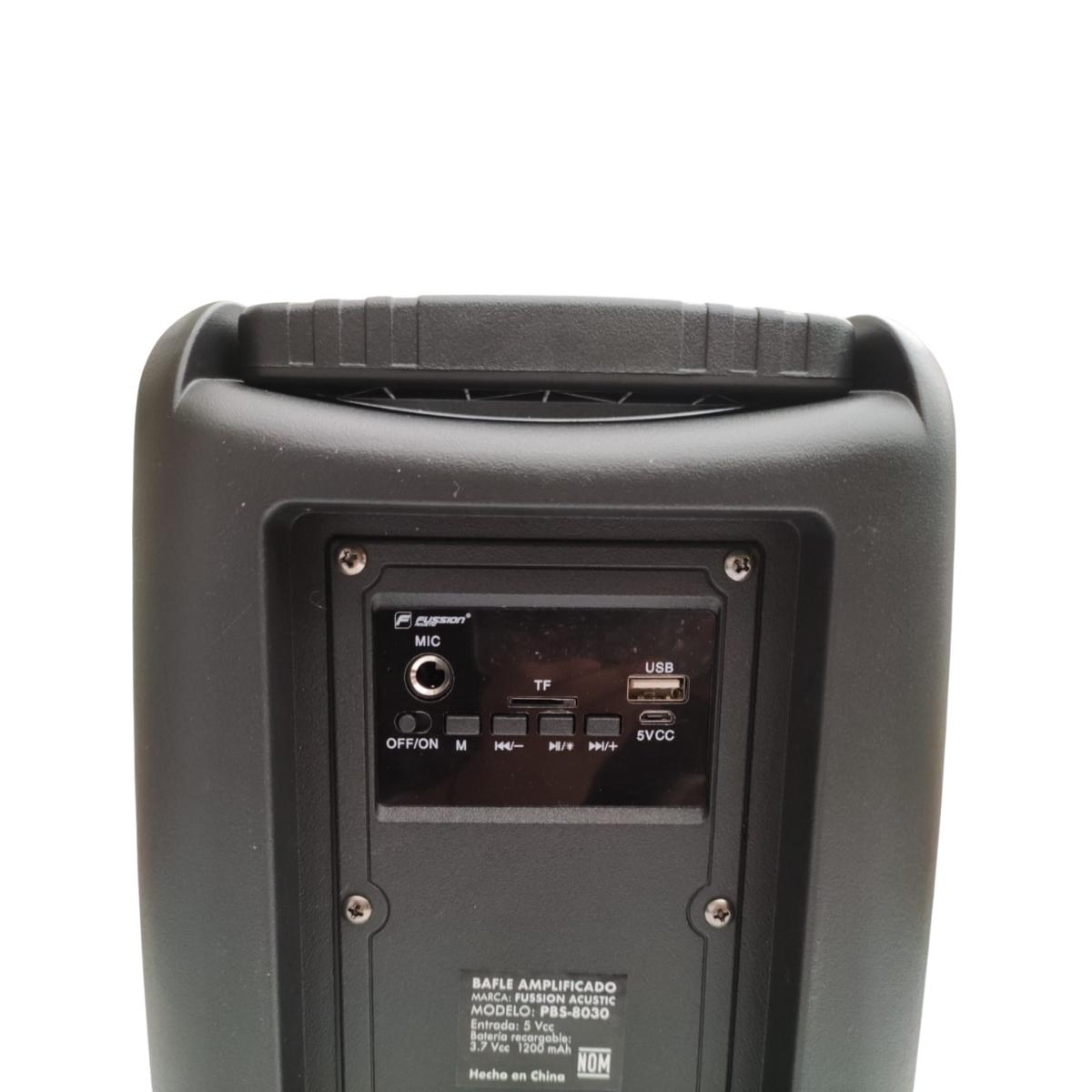 Bafle Amplificado Fussion Acustic Diablo PBS-8030 De 8 Pulgadas - Negro