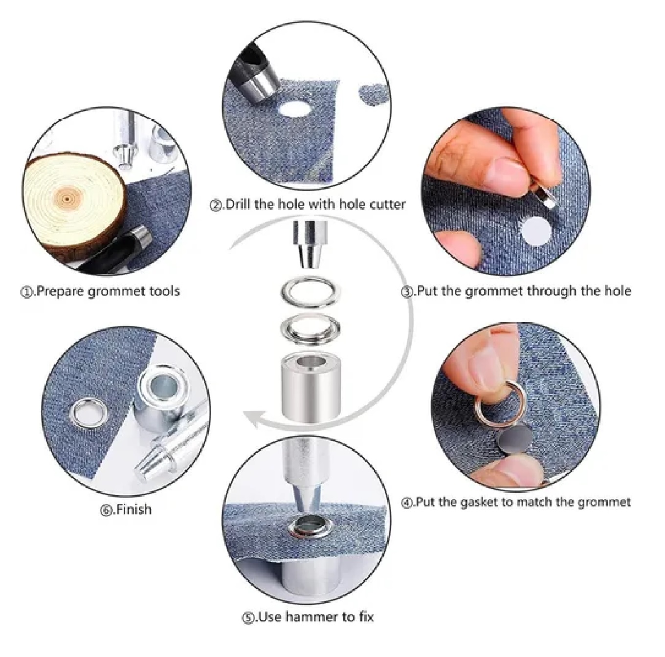 Kit De Ojales Lona Prenda Arandelas Metálicas