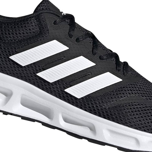 Tenis deportivo Adidas para hombre, color negro con franjas blancas, mod. 1034600