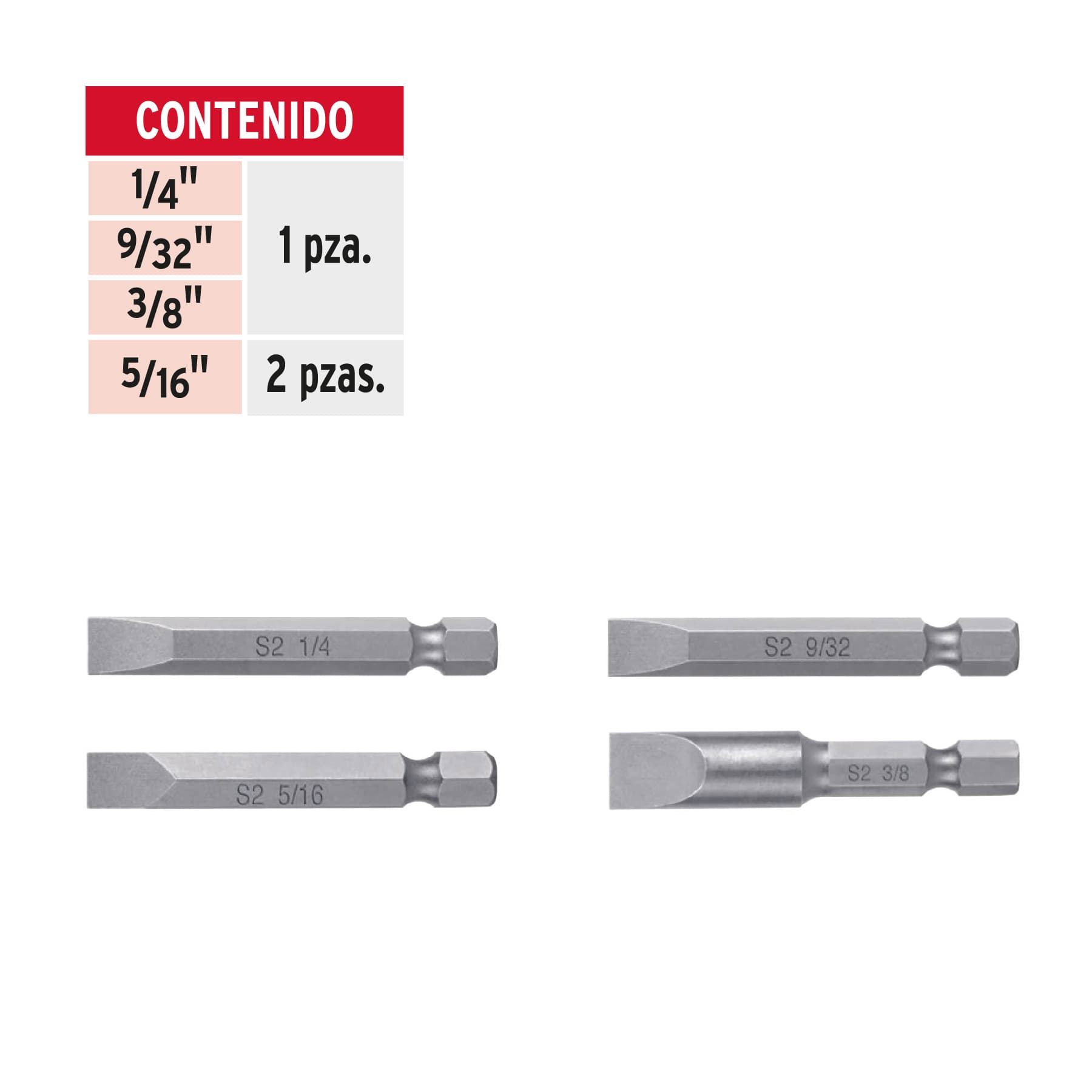 Juego de 5 puntas planas combinadas largo 2", Truper 12721
