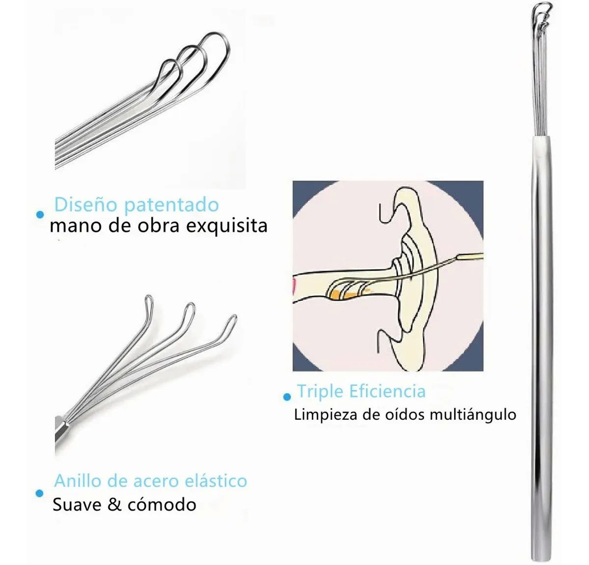 Limpiador De Oídos Removedor De Cerilla Con 16 Punta Espiral