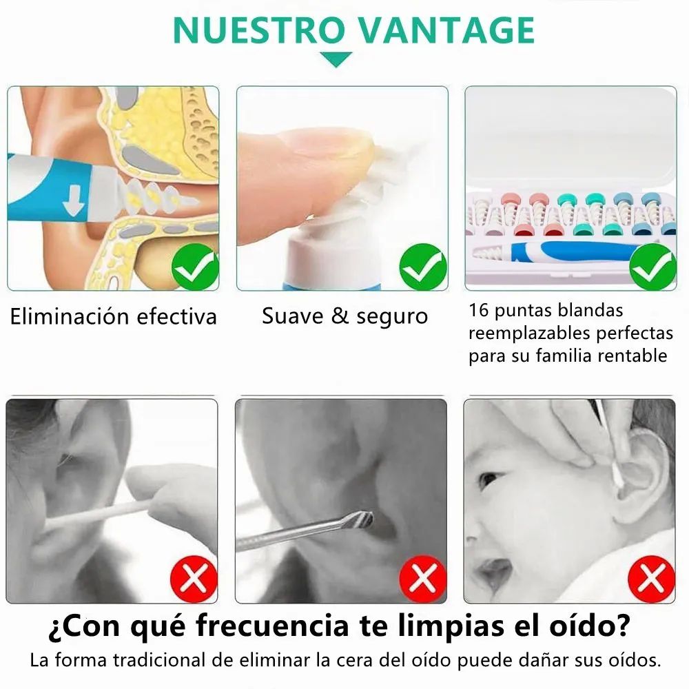 Limpiador De Oídos Removedor De Cerilla Con 16 Punta Espiral
