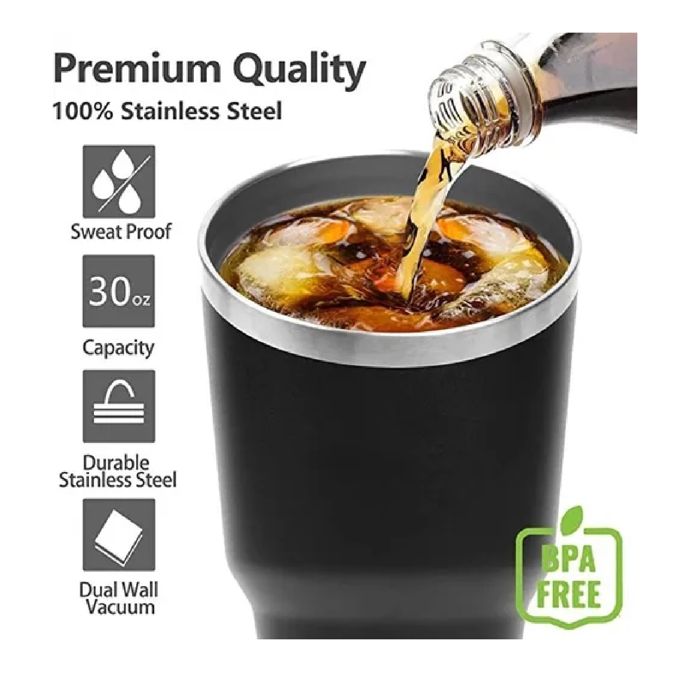 Termo Portátil De Acero Inoxidable De 30 Oz Black