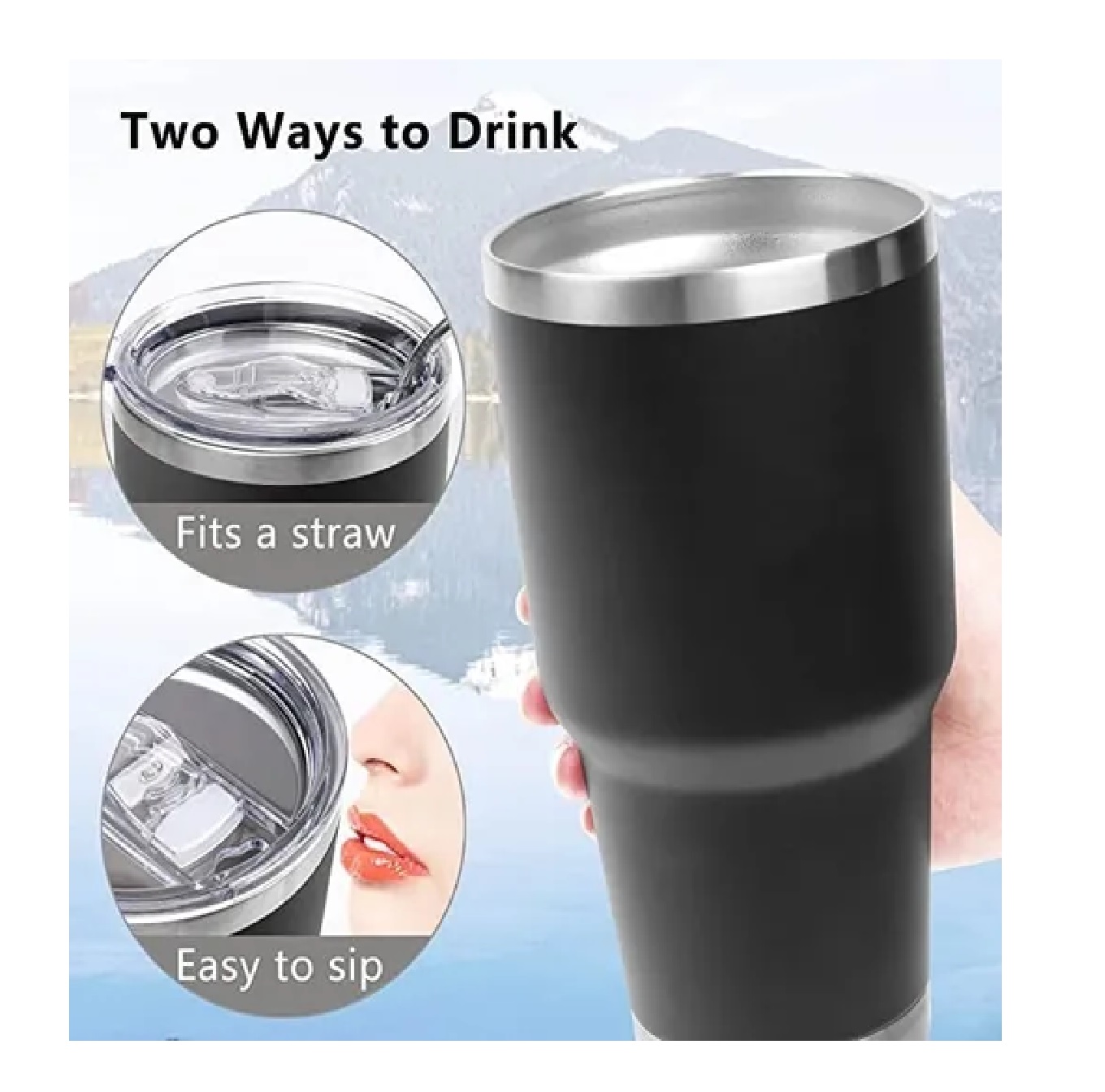 Termo Portátil De Acero Inoxidable De 30 Oz Black