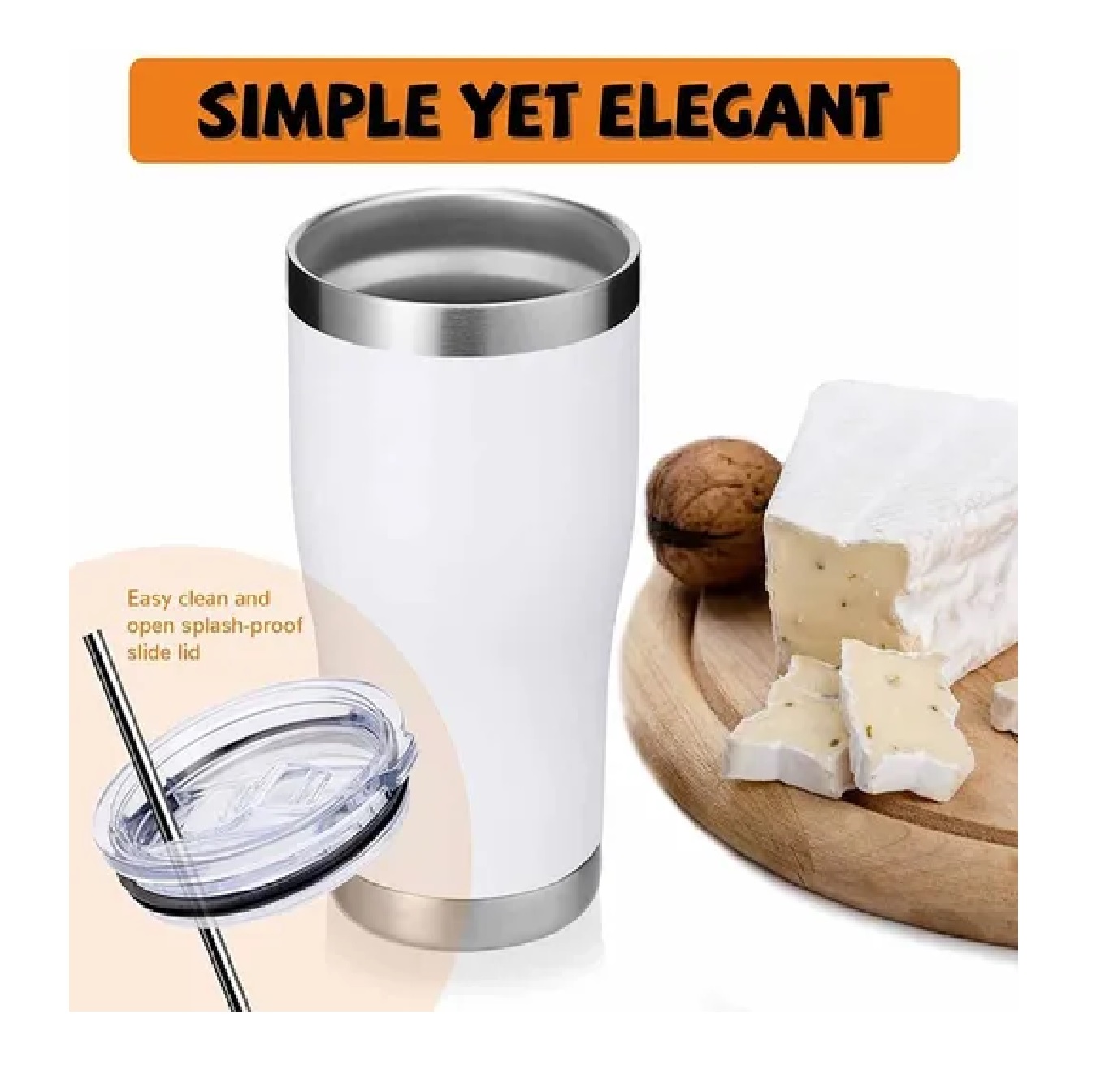 Termo Portátil De Acero Inoxidable De 30 Oz Blanco