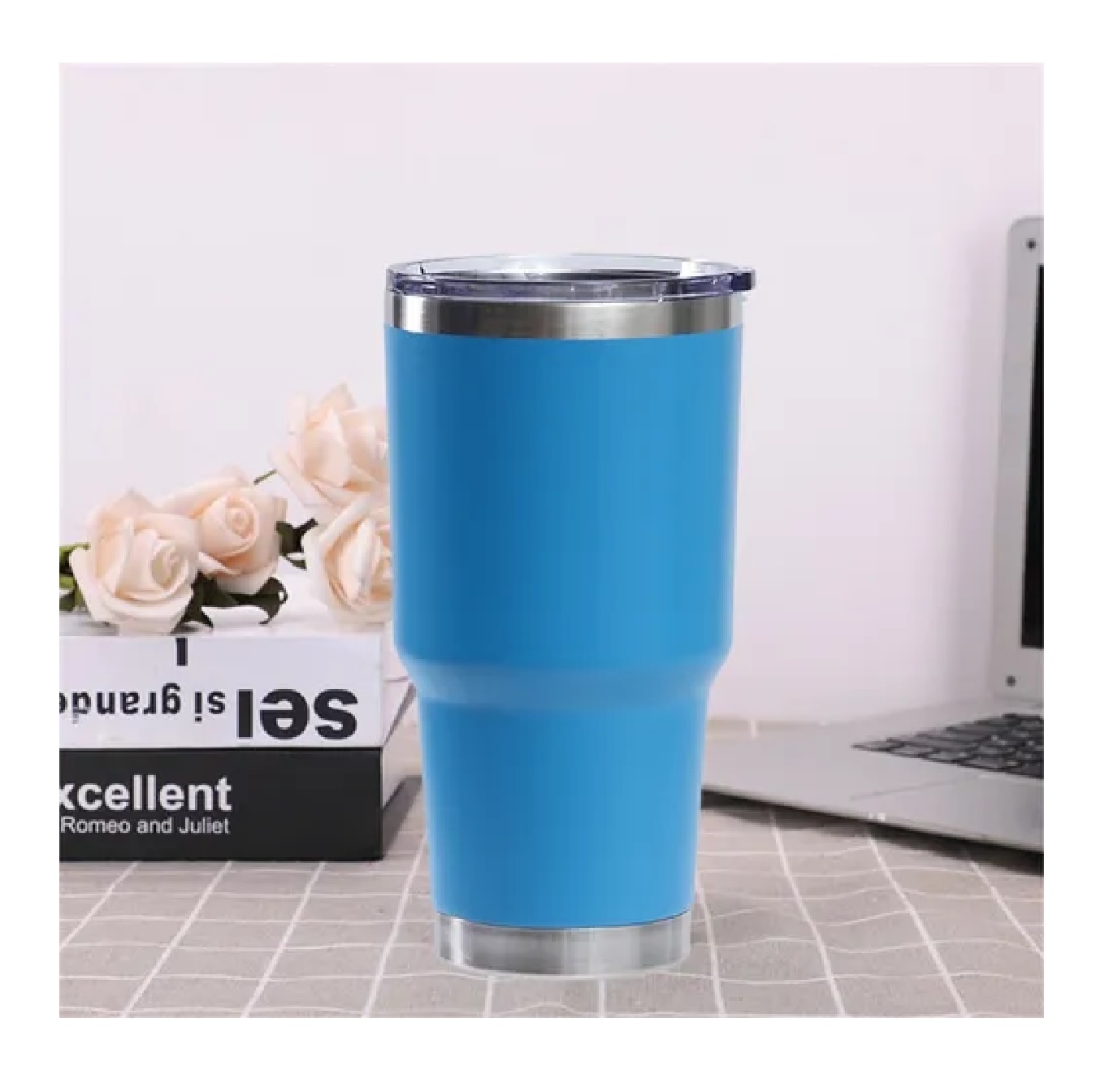 Termo Portátil De Acero Inoxidable De 30 Oz Celeste