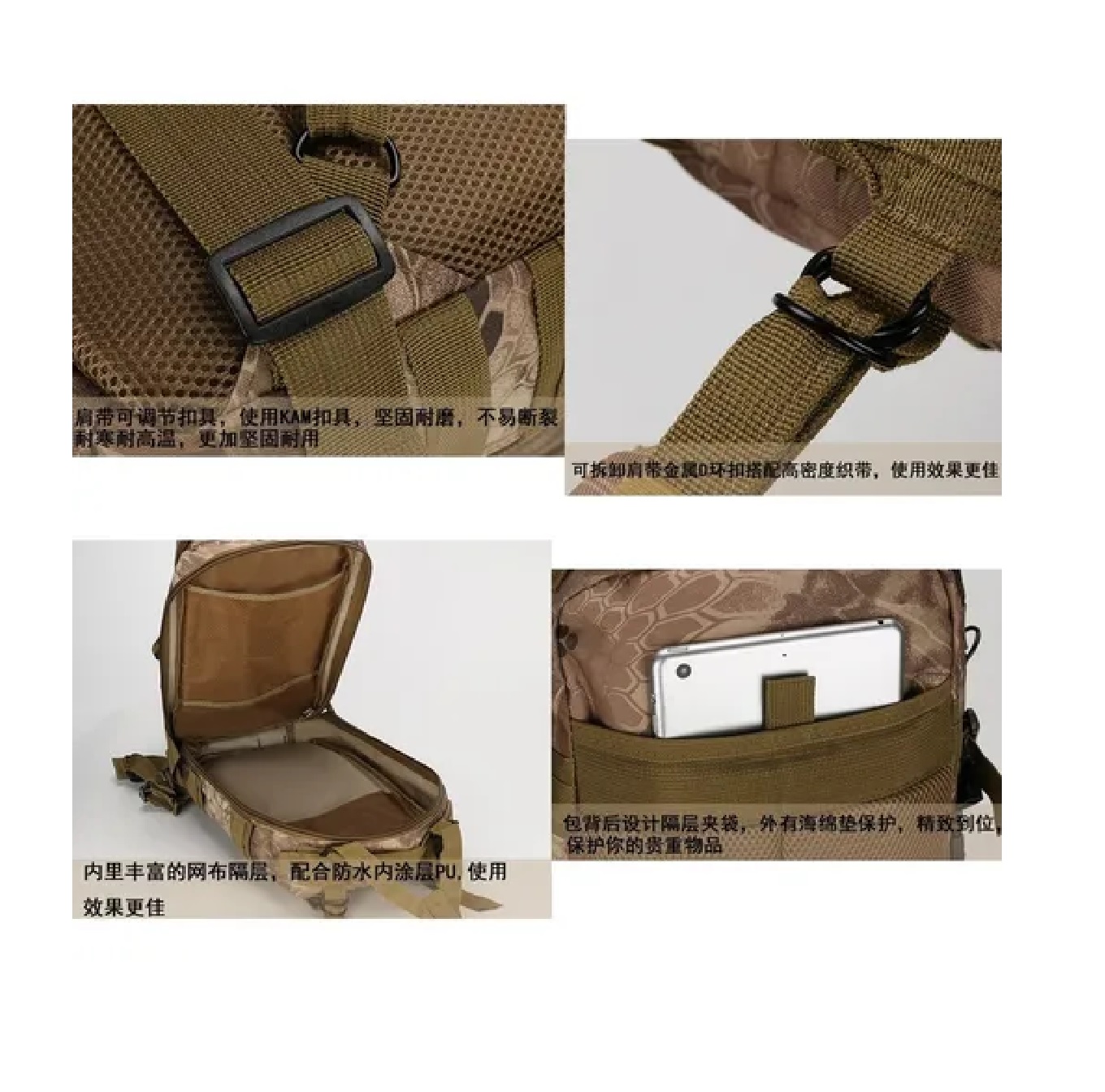 Mochila Militar Táctica Multiusos Camping Muy Resistente Verde Militar