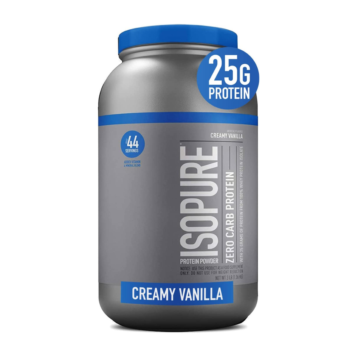 Proteina Isopure Zero Carb 100% Whey 3 Lbs. 44 Serv. - Vainilla Cremosa