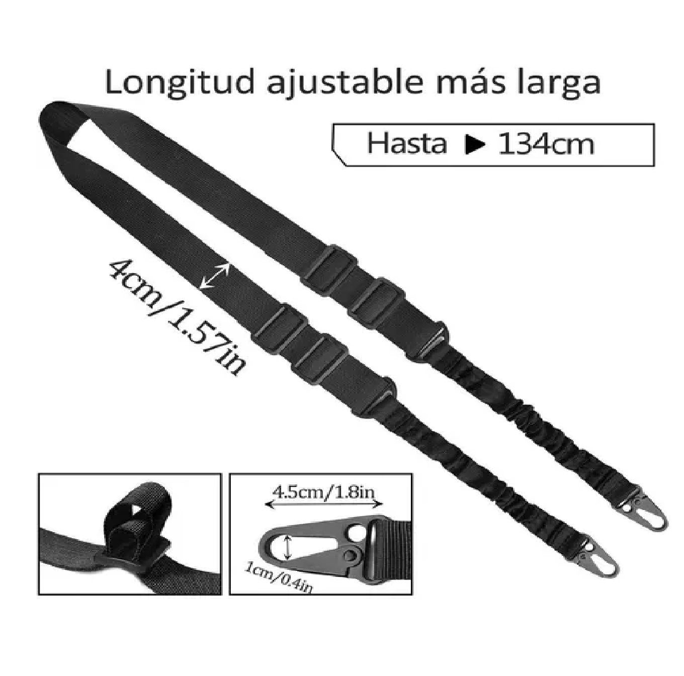 Portafusil Tactico Bungee 2 Punto Eslinga Militares Caza Negro