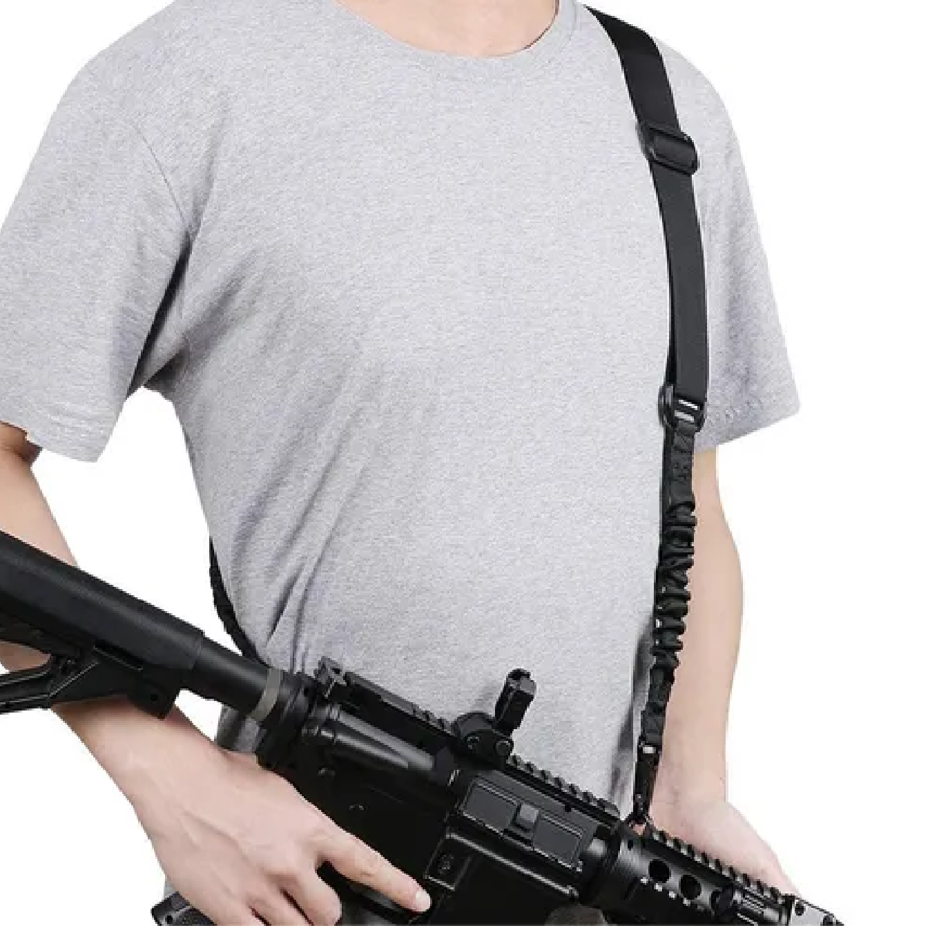 Portafusil Tactico Bungee 2 Punto Eslinga Militares Caza Negro