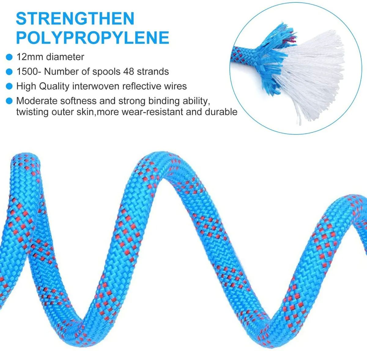 Cuerda Azul  Alpinismo 12mm Estático Escalada 20 Mts