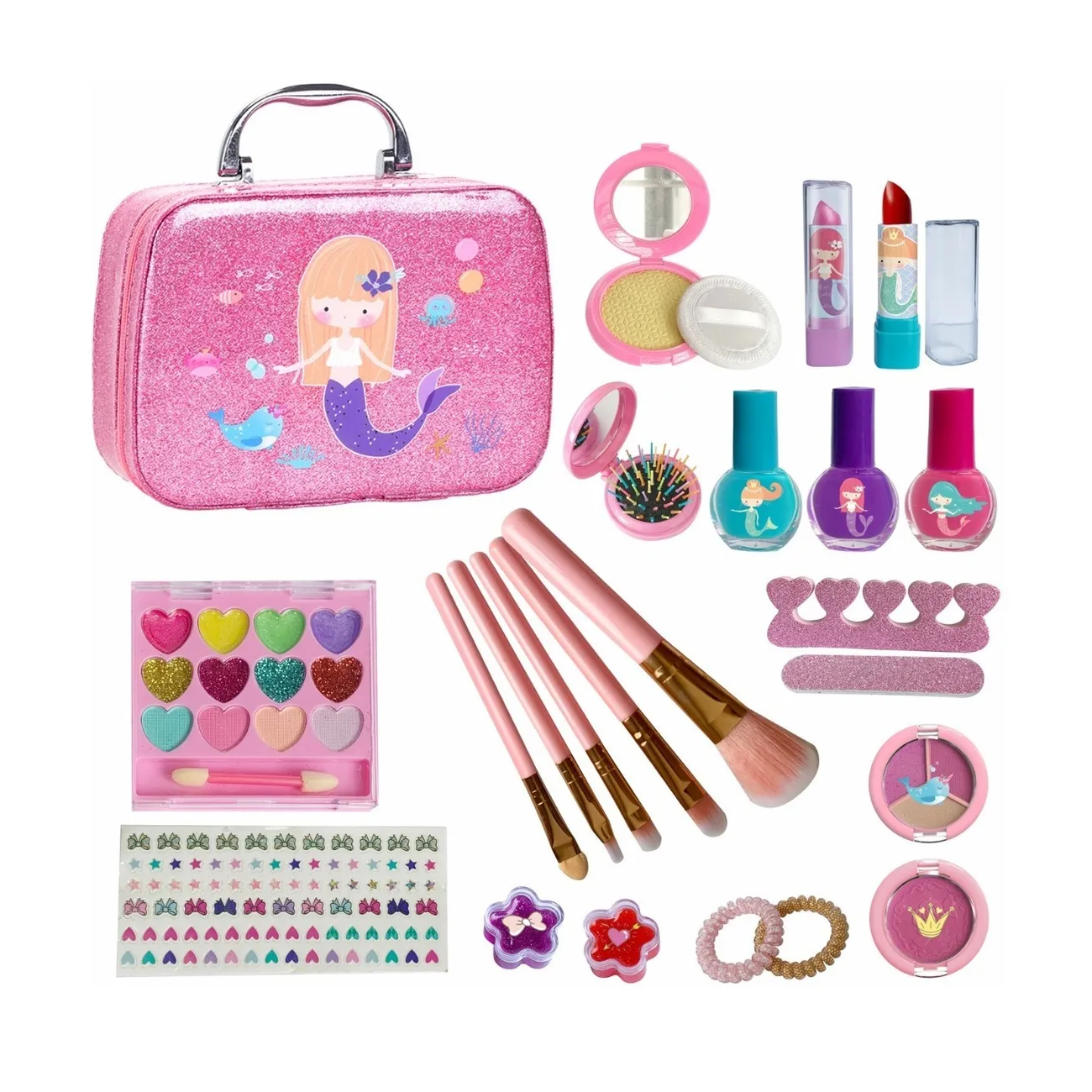 Juegos De Maquillaje Lavables Para Niñas 24 Pz Rosa