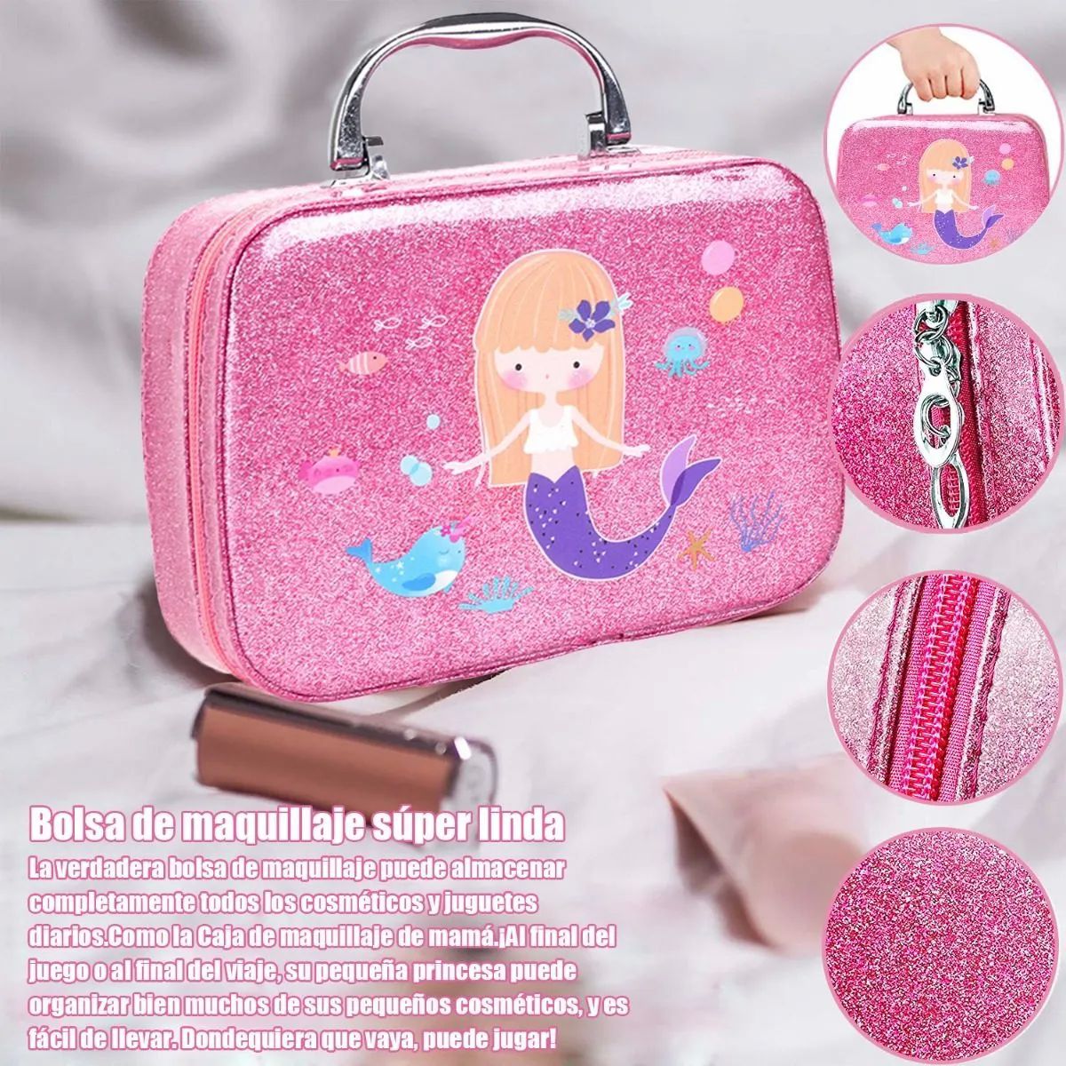 Juegos De Maquillaje Lavables Para Niñas 24 Pz Rosa