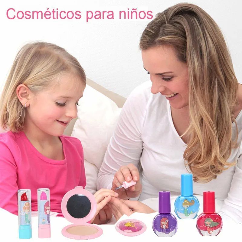 Juegos De Maquillaje Lavables Para Niñas 24 Pz Rosa