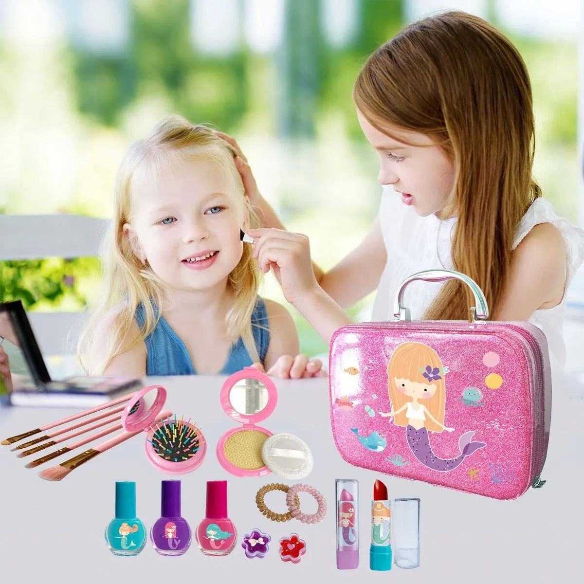 Juegos De Maquillaje Lavables Para Niñas 24 Pz Rosa