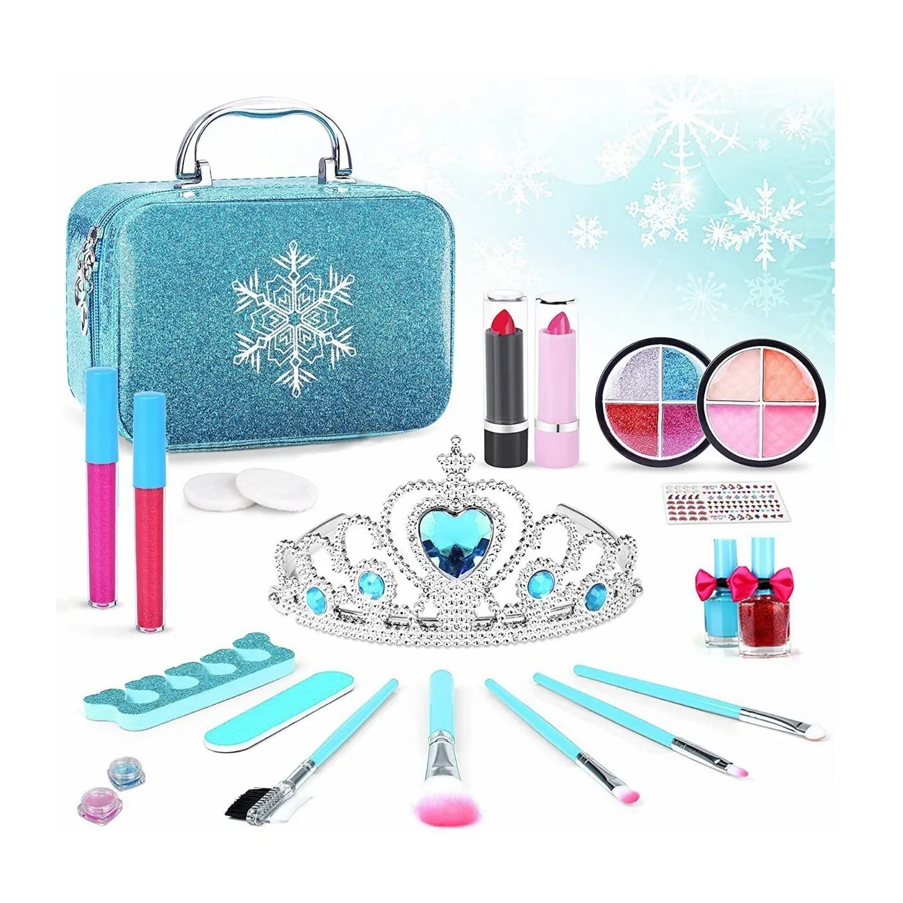 Juegos De Maquillaje Lavables Para Niñas 22 Pz Azul