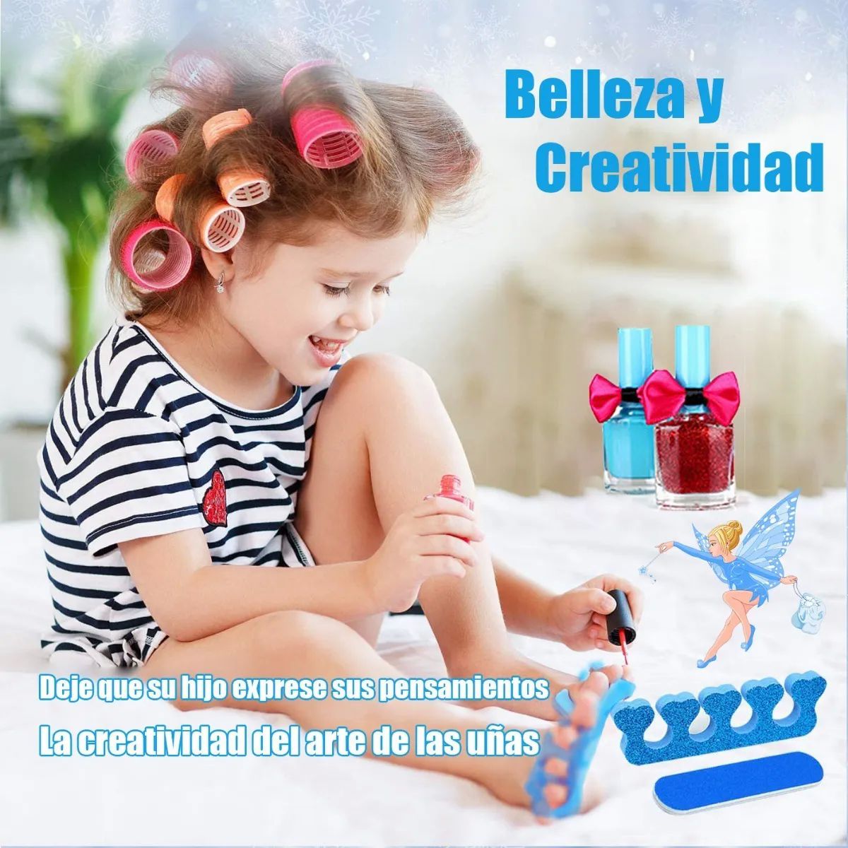 Juegos De Maquillaje Lavables Para Niñas 22 Pz Azul