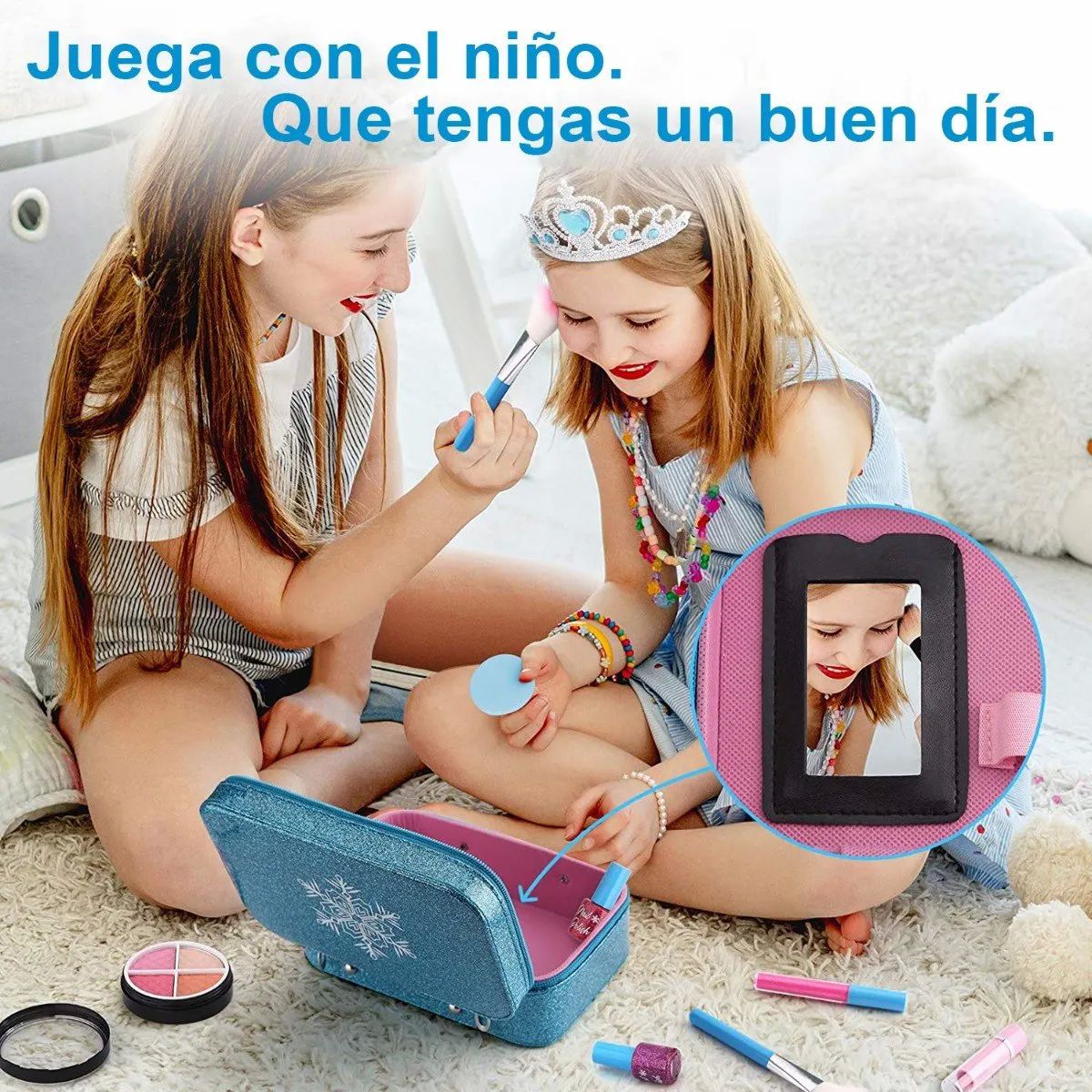 Juegos De Maquillaje Lavables Para Niñas 22 Pz Azul