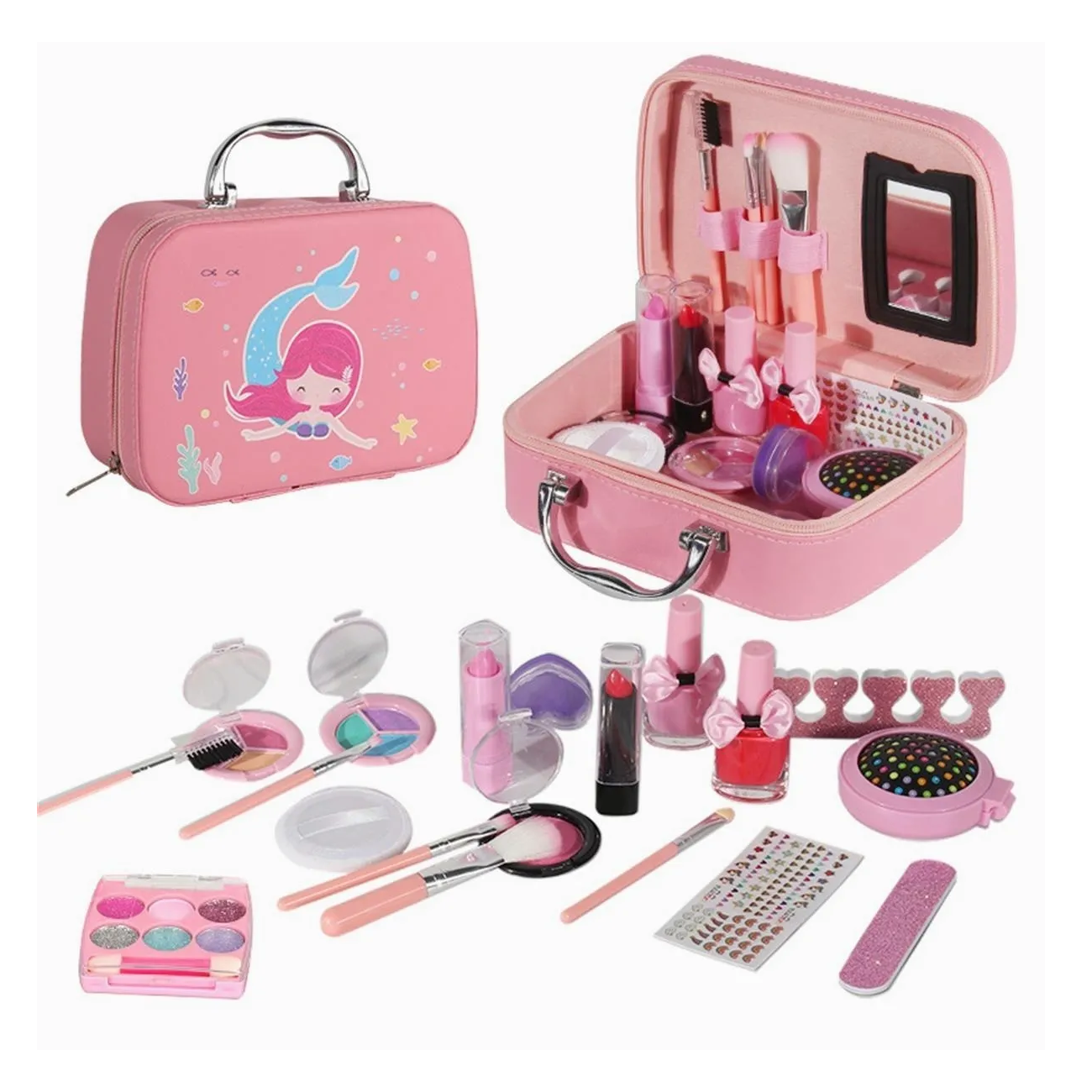 Juegos De Maquillaje Lavables Para Niñas 20 Pz Rosa