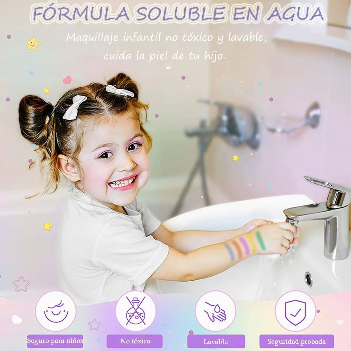 Juegos De Maquillaje Lavables Para Niñas 20 Pz Rosa