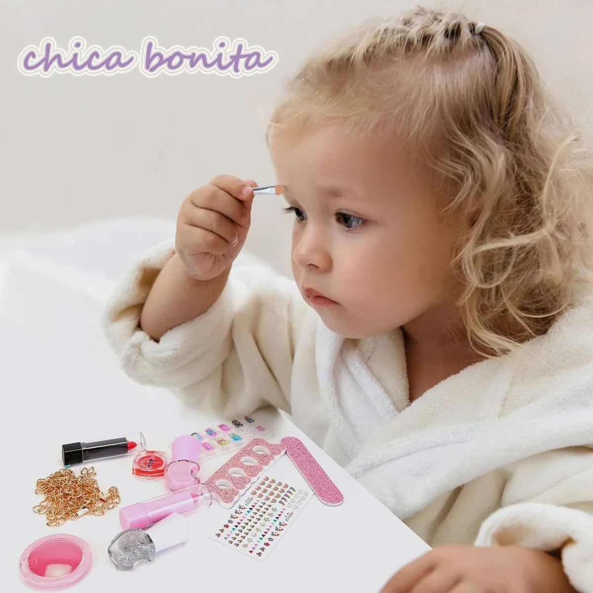 Juegos De Maquillaje Lavables Para Niñas 20 Pz Rosa