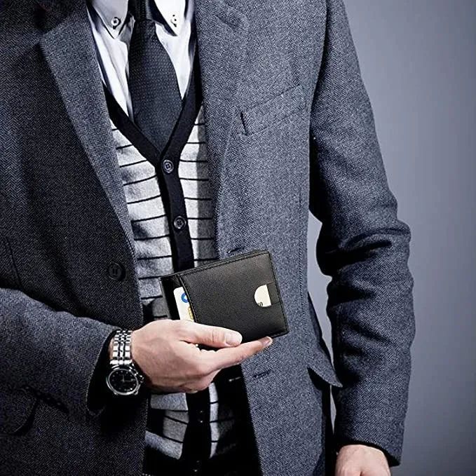 Cartera Billetera Negra Para Caballero Tipo Minimalista 