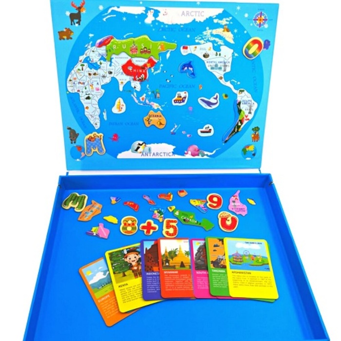 Mapa del mundo Mapamundi magnético juego didáctico