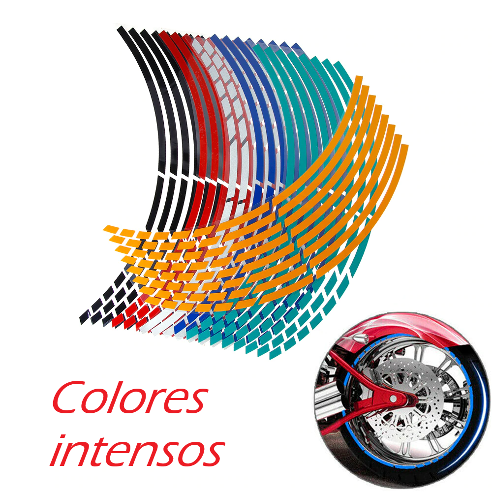 Sticker Universal para Motocicleta Decoración de Rin 17-18 pulgadas Moto Calcomanías Universal Reflejante