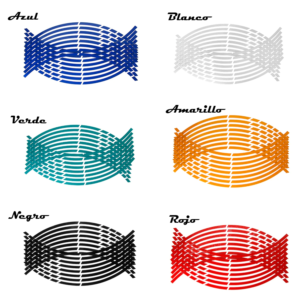 Sticker Universal para Motocicleta Decoración de Rin 17-18 pulgadas Moto Calcomanías Universal Reflejante