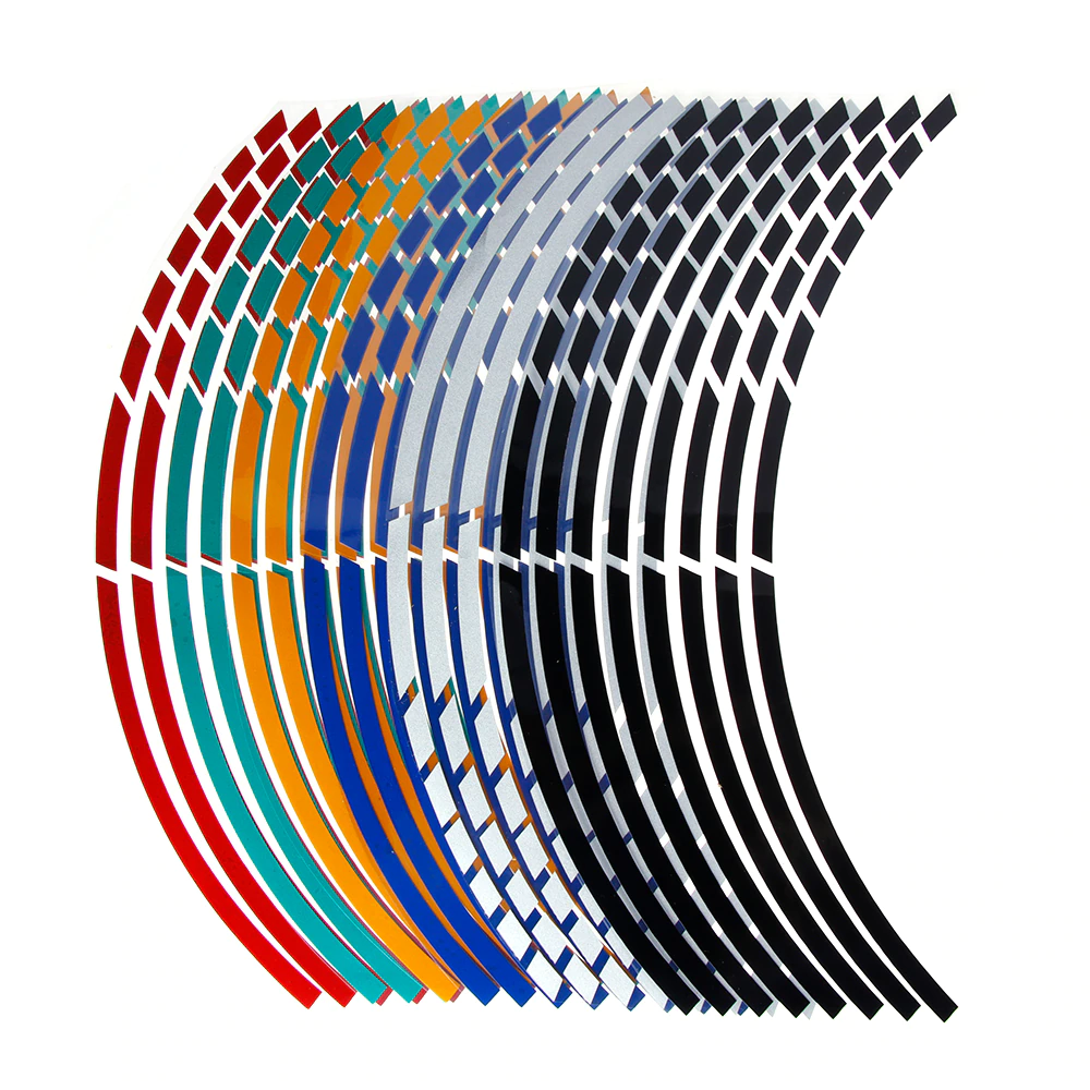 Sticker Universal para Motocicleta Decoración de Rin 17-18 pulgadas Moto Calcomanías Universal Reflejante