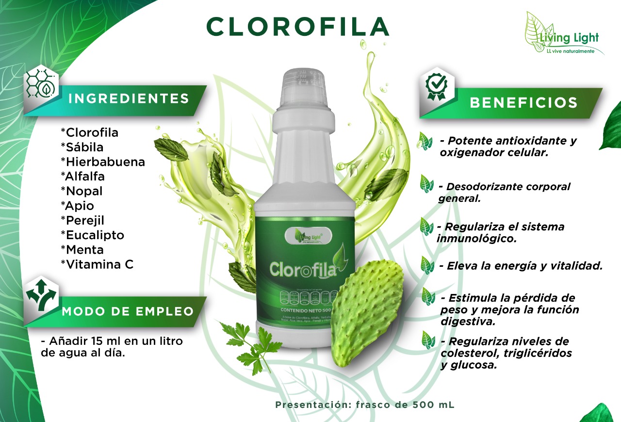 Clorofila - Desodorizante Corporal, Regula Colesterol, Trigliceridos y Glucosa