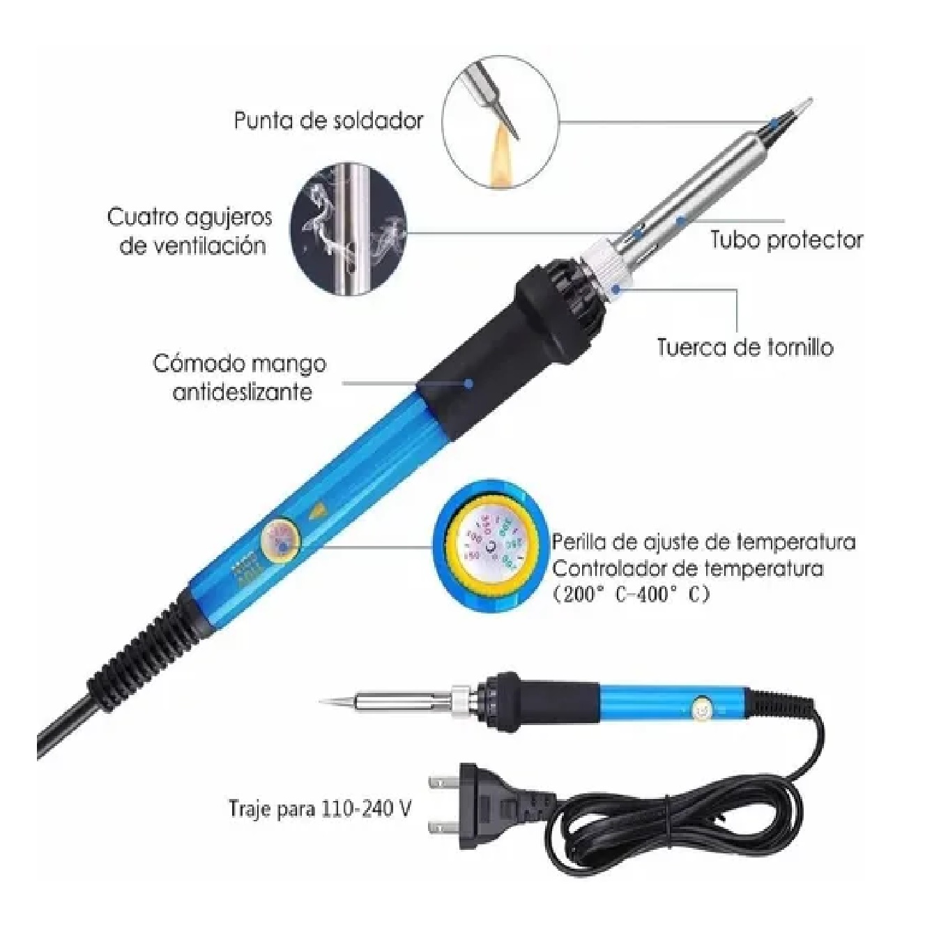 Kit De Soldador Eléctrico 376 Pcs Cautin Regulable 110v 60w