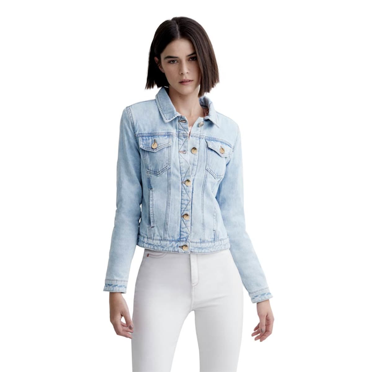 Chamarra Casual Holly Land color Azul Claro para Mujer 996980