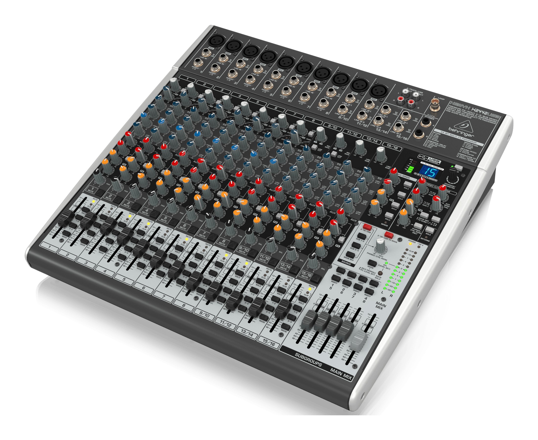 Mezcladora Behringer Xenyx X2442USB de 24 entradas 4/2 con interfaz USB/audio .