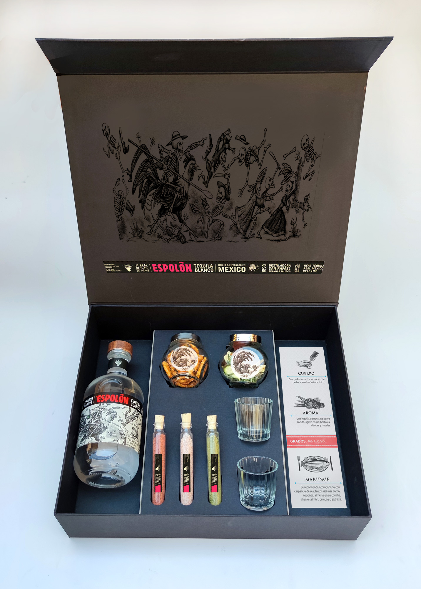 ESTUCHE DE CATA TEQUILA ESPOLON BLANCO CON GARNITURAS