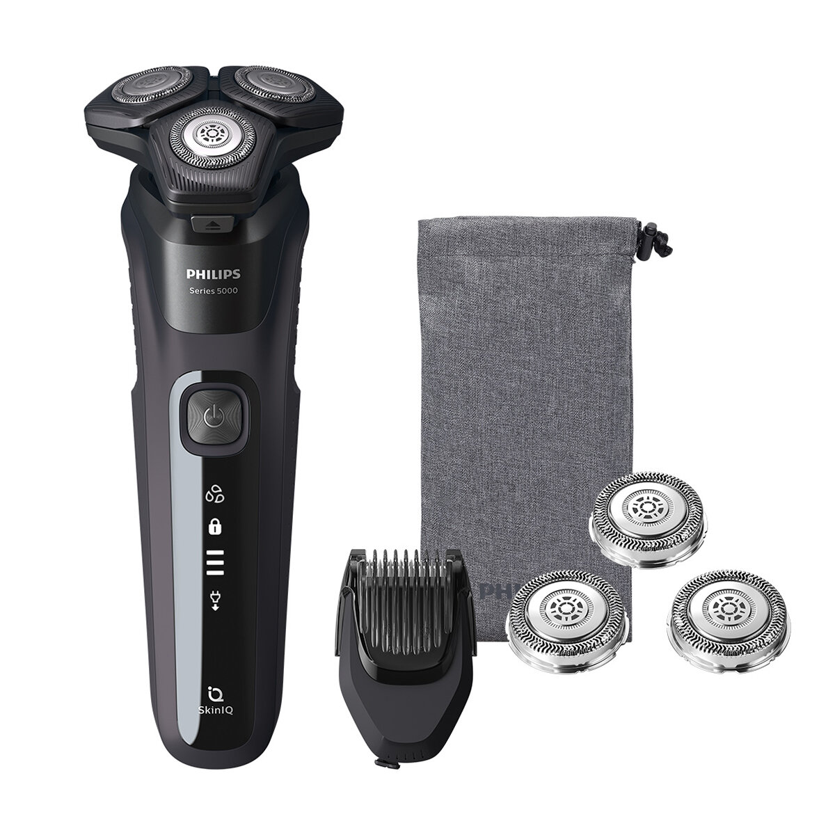 Philips, Rasuradora Eléctrica con Tecnología SkinIQ y Cabezales De Repuesto Series 5000 