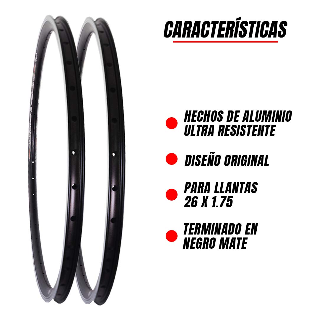 Dos Aros Bicicleta Ligero De Aluminio De 36 Hoyos 26 X 1.75