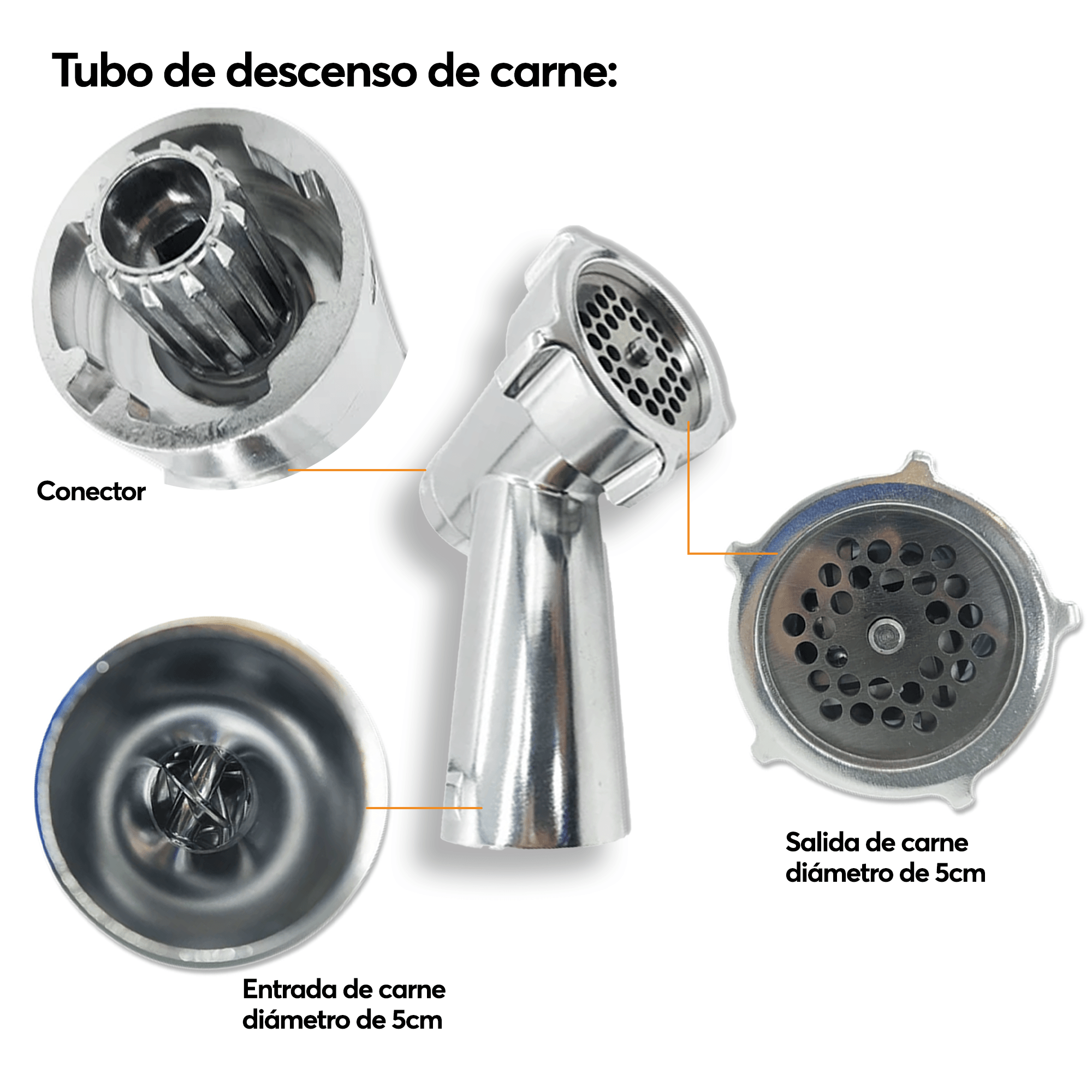 Molino de Carne Eléctrico Archy  de Acero Inoxidable Picador Embutidor Salchicha tipo Industrial para Uso Doméstico Cocina Restaurante 2500W Incluye Accesorios