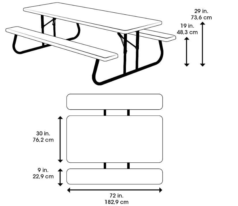 Mesa De Picnic Rectangular 1.83m Lifetime